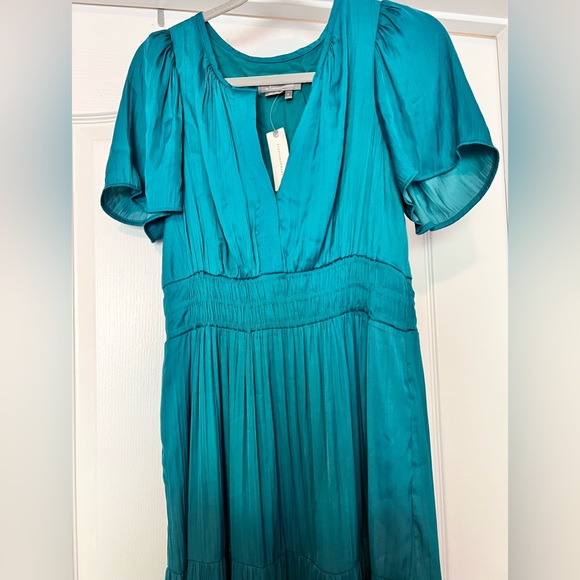 Anthropologie Somerset Dress NWT Turquoise Satiny Incredibly Flattering Size M! - Picture 13 of 17